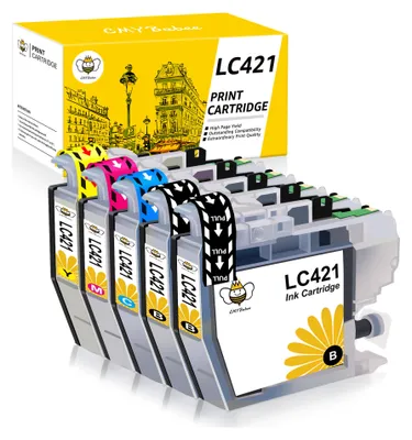 Produktbild von 5er Multipack LC421 Druckerpatronen für Brother LC 421XL DCP-J1050DW 1140DW MFC-J1010DW Jedes Schwarz,Cyan,Gelb,Magenta kann 200 Seiten drucken