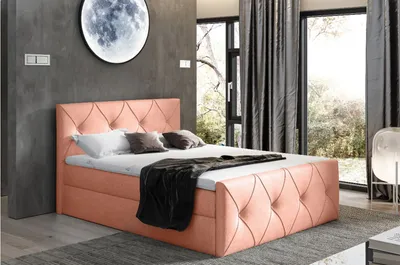 Produktbild von Kontinentales Bett 200x200 CARMEN LUX – Aprikose + Gratis-Topper