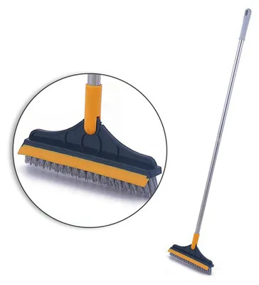 Image de Brosse à sol avec long manche amovible & tête pivotante à 120° - pour salle de bain & cuisine