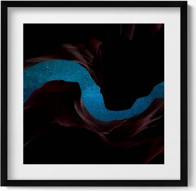 Produktbild von Sternenhimmel– Wandbild mit Rahmen – Gerahmtes Bild  – Wanddekoration – 50x50 cm –  Schwarz Rahmen