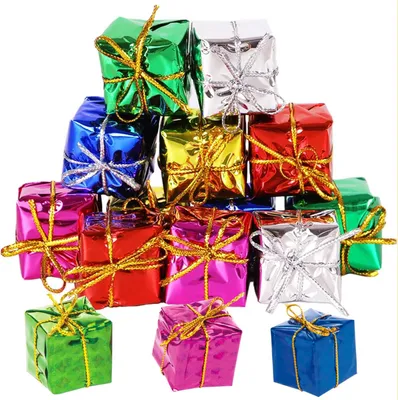 Produktbild von 48pcs Geschenkbox für Christbaumschmuck Mini Geschenkboxen Weihnachtsbaumschmuc Innen und Außendekoration Passend zu Weihnachten (Farbe)