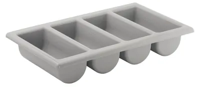 Produktbild von APS 11955 Besteckbehälter GN 1/1, 53 x 32,5 cm, Höhe 10 cm, Polypropylen, grau, 4 Mulden,  Germany