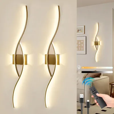 Produktbild von 2 Stück LED Wandleuchte Innen Modern Dimmbar 3 Farbtemperaturen Wiederaufladbar Wandlampe mit Fernbedienung