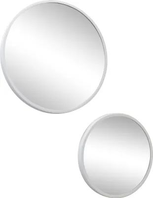 Produktbild von LOFT42 Mirror Wandspiegels rund Weiß Set von 2 - Metall - Ø45 &Ø35