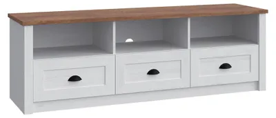 Produktbild von TV-Möbel Léandre mit 3 Schubladen, Weiß und Holzoptik, 158cm