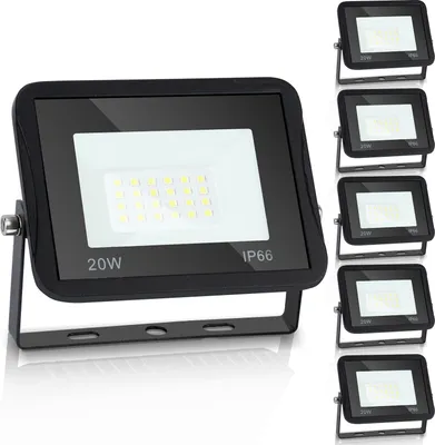 Produktbild von Lospitch 5X LED Fluter Flutlicht Strahler 20W Scheinwerfer Baustrahler Außen Lampe IP65 Kaltweiß