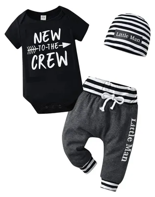 Obrázek produktu pro Tinykeke – Dětské oblečení pro novorozence, chlapečky, krátký overal, tričko "New to The Crew"