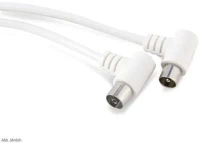 Produktbild von S/CONN maximum connectivity Antennenkabel, 100% geschirmt, Koax-Stecker Winkel auf Koax-Kupplung Winkel, BK-tauglich, > 80 dB, weiß, 5,0m (80085-32)