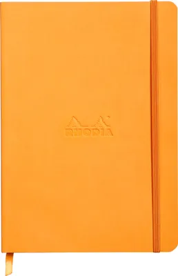 Produktbild von Rhodiarama flexibles Notizbuch A5 orange, 80 Blatt Dot-Lineatur, Papier elfenbein 90g, mit Gummizugverschluss