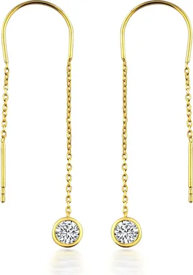Produktbild von Dkeniz Ohrhänger 925/- Sterling Silber 8cm gelb Zirkonia weiß 145230069