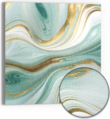 Produktbild von DEQORI Hybrid Leinwand Bild 30x30 cm 'Smaragdfarbene Wogen' Wandbild Glas flach modern