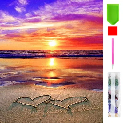 Produktbild von Malen nach Zahlen 5d Diamond Painting Liebe am Strand Malen nach Zahlen 30x40cm