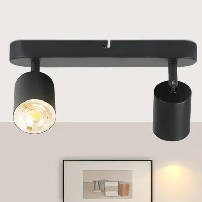 Produktbild von ZMH LED Deckenstrahler Schwarz 2 Flammig Deckenlampe GU10 Metall Deckenspots Schwenkbar 330° Deckenleuchte für Wohnzimmer Schlafzimmer Flur