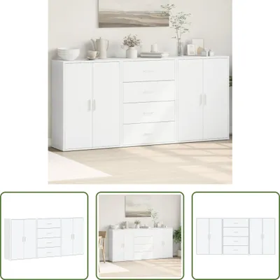Produktbild von The Living Store Sideboards 3 Stk. Weiß 60x31x84 cm Holzwerkstoff