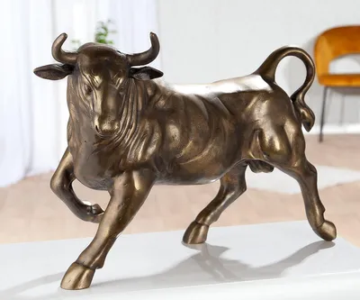 Produktbild von Gilde Figur, Stier, "Bull", Aluminium, bronzefarben, VE 1, L. 26.5 cm, B. 57 cm, H. 39 cm 61448