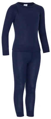 Immagine prodotto di icefeld® - Set di intimo termico traspirante per bambini - biancheria calda composta da maglia a maniche lunghe + leggings lunghi, colore blu navy, taglia 146/152 – corrisponde alla taglia 146-152