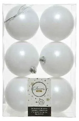 Produktbild von Weihnachtsbaumkugeln bruchfest Ø 8 cm 6 Stück winterweiß matt