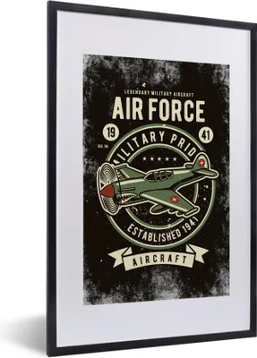 Produktbild von MuchoWow® MuchoWow® Gerahmtes Poster Mancave - Flugzeug - Retro - Zitat 40x60 cm - Poster mit zchwarzem Bilderrahmen - Poster in Rahmen