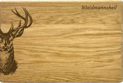 Produktbild von Camolo Frühstücksbrett Waidmannsheil aus Eiche 30 x 20 cm mit Hirsch