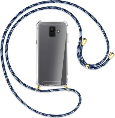 Produktbild von Handykette Backcover-Schutzhülle mit Band (Metall goldfarben) für Samsung Galaxy A6 2018 - Blautöne