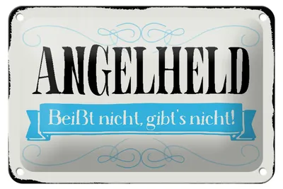 Produktbild von Blechschild Spruch 18x12cm Angelheld beißt nicht angeln