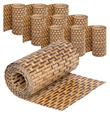 Produktbild von Jardinion 10x Sichtschutzstreifen 250x19cm Polyrattan, Hellbraun, für Doppelstabmatten, Doppelstabmattenzaun Sichtschutz Stabmattenzaun Zaunblende in Rattan Optik, Balkon Zaun Sichtschutzmatte Garten