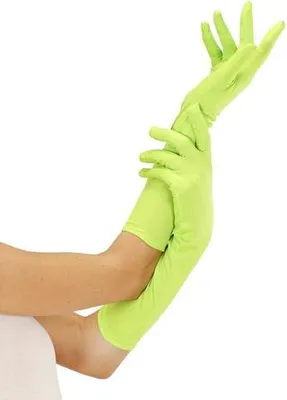 Immagine prodotto di Guanti da donna lunghi accessorio per costume verde neon - taglia unica