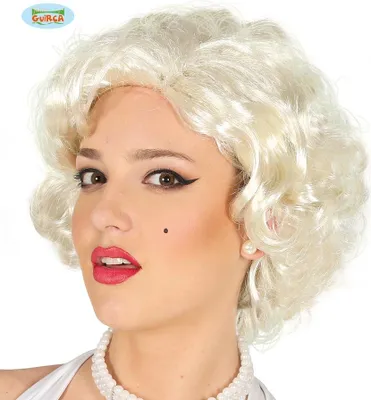Produktbild von Film Ikone Blonde Lockenperücke Karneval 50s Vintage Glamour Hollywood Look Chic Retro Frisur Zeitlose Eleganz Thematische Verkleidung Fasching, Farbe: Gelb