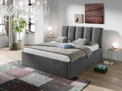 Obrázek produktu pro Čalouněná manželská postel 140x200 TRALEE - šedá