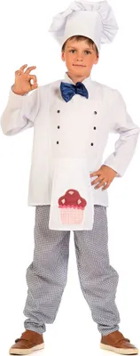 Bäcker Kostüm Charlie für Kinder Alter 3-7 Jahre kariert weiß Koch Karneval Fasching Mottoparty Kinderfasching Rollenspiel Kindergeburtstag