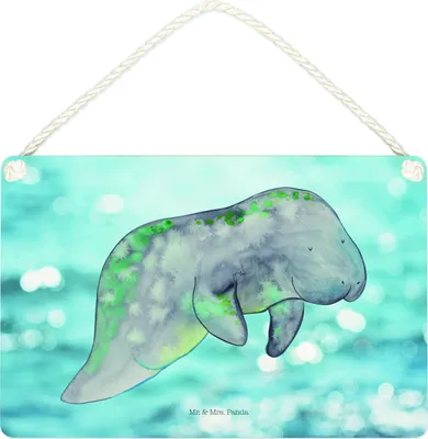 Produktbild von Mr. & Mrs. Panda Schild Seekuh Chillen DIN A4 - Oceanblue - Geschenk, Wandbild Holz, Diät, Essen, Türschild, Holzschild, Süßigkeiten, Seekühe, Abnehmen, Meer, Zucker