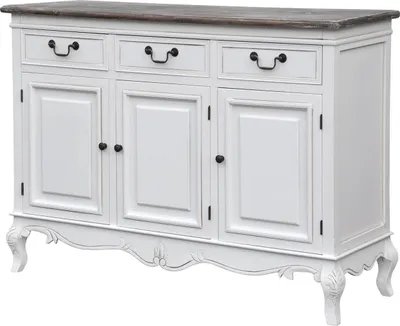 Produktbild von Rimini Massivholz Sideboard 120 cm Paulownia Weiß / Dunkelbraun