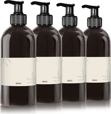 Image de 4 flacons distributeurs de savon de 500 ml, plastique, noir