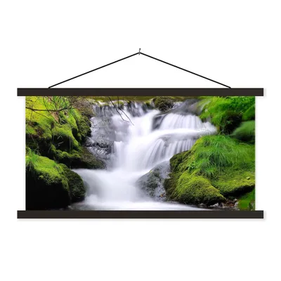 Produktbild von MuchoWow® Textilposter Wasser - Natur - Wasserfall 120x60 cm mit schwarzem Rahmen - Dekoration Schlafzimmer
