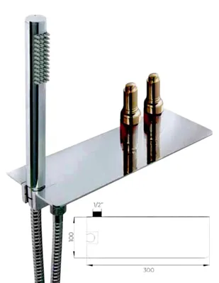 Produktbild von Duschset mit Ablage und integriertem Wasseranschluss Messing