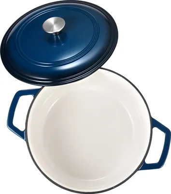 Image de SucceBuy Cocotte en fonte émaillée, Dutch Oven de 5,68 L pour pain au levain, marmite durable avec couvercle et poignées, résistante à la chaleur jusqu'à 260 °C, idéale pour cuisiner et rôtir