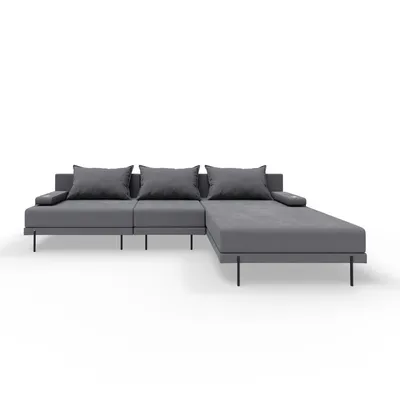 Produktbild von TRADA Gartensofa lounge set Bahama S Dunkelgrau Gartenmöbel set Wasserabweisend Stoff Rechts L-form