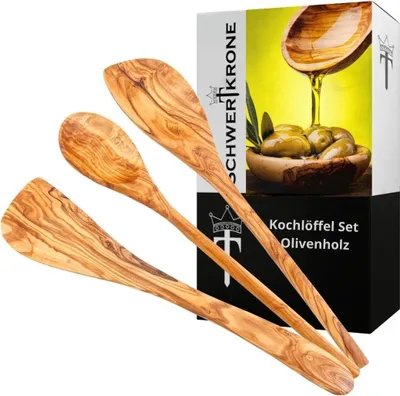 Produktbild von Holz-Spatel-Set - Risottolöffel - Punktig und rund - Küchenutensilien