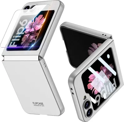 Obrázek produktu pro Pouzdro pro Samsung Galaxy Z Flip 6 / Z Flip 7 FE Tenké Matné Pevné PC Pouzdro s Ochrannou Fólií na Displej stříbrná