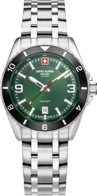 Produktbild von Swiss Alpine Military 7034.1138 Herrenuhr Sierra silber grün 42mm 10ATM