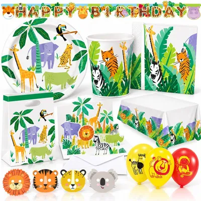Produktbild von Dschungel Partydeko Set Partyartikel Kindergeburtstag Dekoration Party Deko
