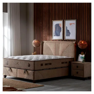 Produktbild von Boxspringbett 160x200 mit Matratze und Stauraum – Clima Naturel Bett mit 7-Zonen Taschenfederkernmatratze – Liegehöhe 73 cm – Ohne Nachttisch
