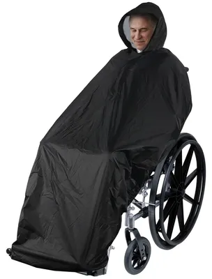 Produktbild von Regenponcho für Rollstuhlfahrer – Wasserdichte Abdeckung – Leichte Regenjacke – Elastisches Band zur Befestigung am Rollstuhl