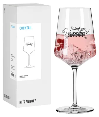 Immagine prodotto di Bicchiere da cocktail Ritzenhoff "Tierisch Glücklich" con scritta "I woof you", capacità 544 ml, in cristallo