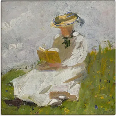 Produktbild von ARTland Leinwandbild Lesende Frau im Grünen. 1906 Größe: 70x70 cm
