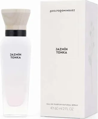 A perfume bottle and its packaging are displayed side-by-side against a white background.