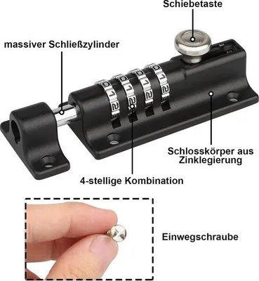 Produktbild von 4-Ziffern-Sicherheitszylinder für Türschloss - Wetterfest und Manipulationssicher, geeignet für Werkstatt, Garten und Garage