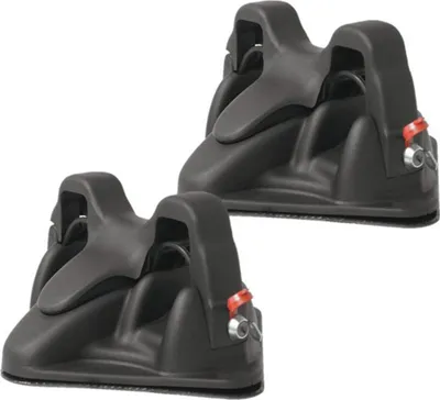 Two black ski carriers are shown against a white background.