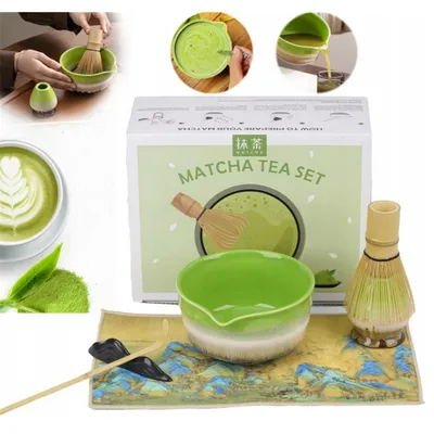 Produktbild von Matcha Set Tea (6-teilig) Keramik, Japanisches Tee-Set, Matcha-Schale, Bambus Matcha Schneebesen, handgemachte Schale & Zubehör
