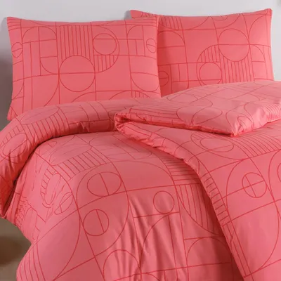 Obrázek produktu pro Bavlněné povlečení Geo Sunset Coral Velikost: 140x220 + 70x90 cm